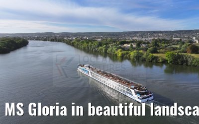 MS Gloria in beautiful landscape near Vernon, Seine river 19.09.2023