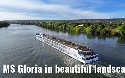 MS Gloria in beautiful landscape near Vernon, Seine river 19.09.2023