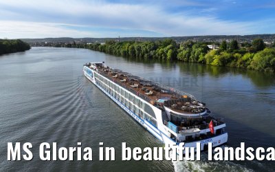 MS Gloria in beautiful landscape near Vernon, Seine river 19.09.2023