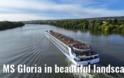 MS Gloria in beautiful landscape near Vernon, Seine river 19.09.2023