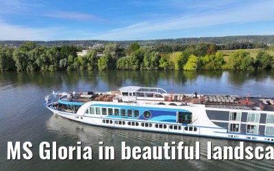 MS Gloria in beautiful landscape near Vernon, Seine river 19.09.2023