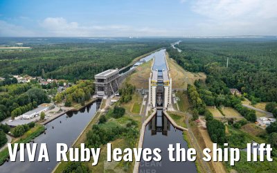 VIVA Ruby leaves the ship lift Niederfinow 06.07.2025