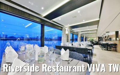 Riverside Restaurant VIVA TWO at dusk