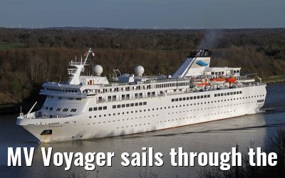 MV Voyager sails through the Kiel Canal on 01 May 2013