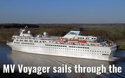 MV Voyager sails through the Kiel Canal on 01 May 2013
