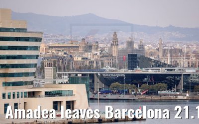 Amadea leaves Barcelona 21.12.2021