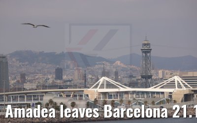 Amadea leaves Barcelona 21.12.2021