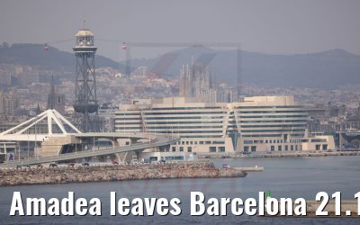 Amadea leaves Barcelona 21.12.2021