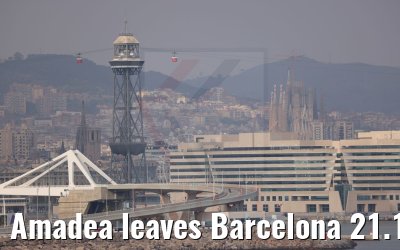 Amadea leaves Barcelona 21.12.2021