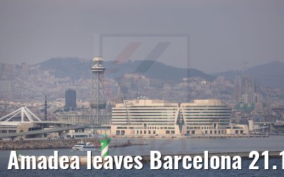 Amadea leaves Barcelona 21.12.2021