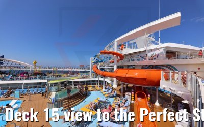 Deck 15 view to the Perfect Storm waterslides Wonder of the Seas