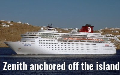 Zenith anchored off the island of Mykonos, 19. July 2011