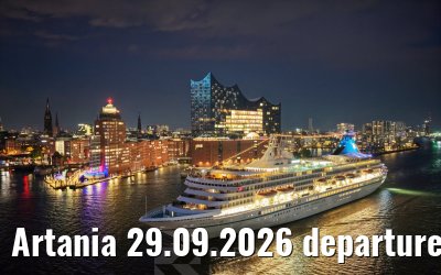 Artania 29.09.2026 departure Hamburg Elbphilharmonie