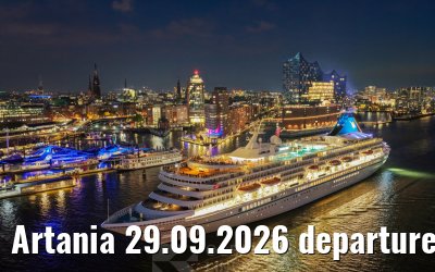 Artania 29.09.2026 departure Hamburg Elbphilharmonie
