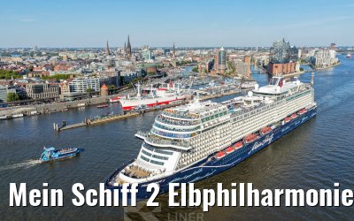 Mein Schiff 2 Elbphilharmonie and Landungsbruecken Hamburg 14.08.2026