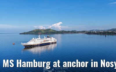 MS Hamburg at anchor in Nosy Be, Madagascar