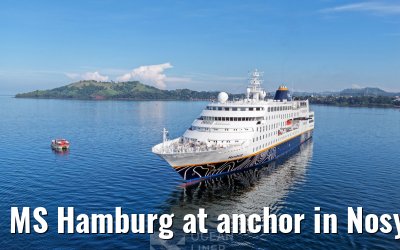 MS Hamburg at anchor in Nosy Be, Madagascar
