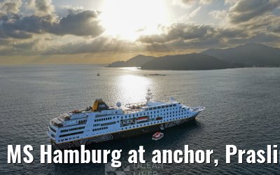 MS Hamburg at anchor, Praslin 23.02.2026