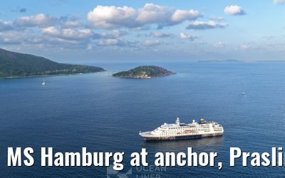 MS Hamburg at anchor, Praslin 23.02.2026